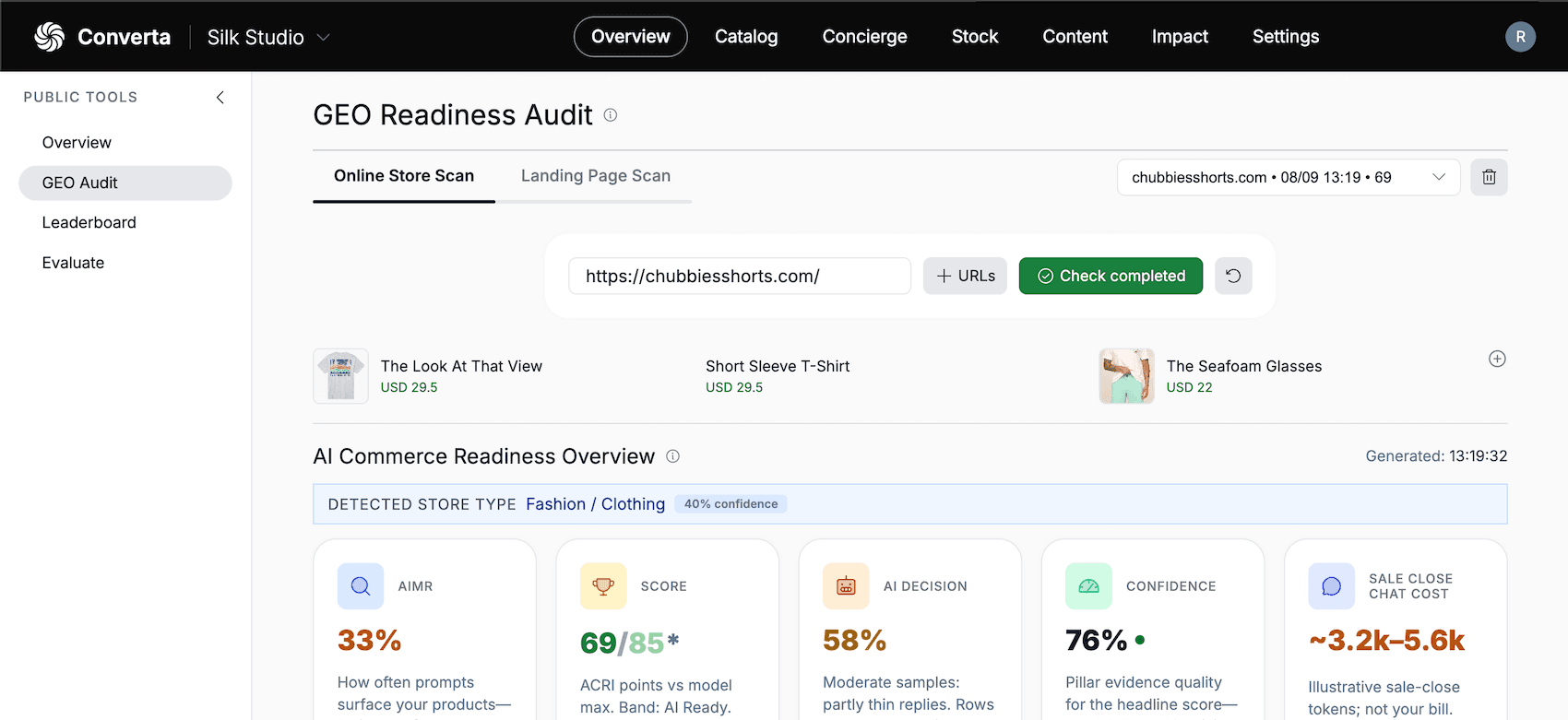 GEO Readiness Audit results